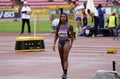 TARA DAVIS USA win bronze medal in the long jump in Tampere, Finland 12 July, 2018. The IAAF World