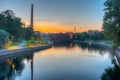 Tampere, Finland, July 21, 2022: Waterfront of Tammerkoski chann Royalty Free Stock Photo