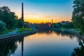 Tampere, Finland, July 21, 2022: Waterfront of Tammerkoski chann Royalty Free Stock Photo