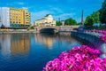 Tampere, Finland, July 22, 2022: Waterfront of Tammerkoski chann Royalty Free Stock Photo