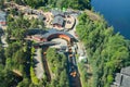 Tampere, Finland - 24 June 2019: Beautiful top view of amusement park Sarkanniemi