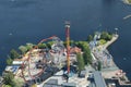 Tampere, Finland - 24 June 2019: Beautiful top view of amusement park Sarkanniemi