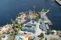 Tampere, Finland - 24 June 2019: Beautiful top view of amusement park Sarkanniemi