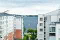 Tampere, Finland - June 25 2019: City view and boats on lake Nasijarvi Royalty Free Stock Photo