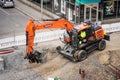 Tampere tramline construction- Doosan excavator digging