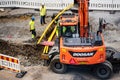 Tampere tramline construction- Doosan excavator digging