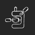 Tamping espresso machine chalk white icon on dark background