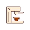 Tamping espresso machine flat icon. Coffee and barista equipment. Isolated vector stock illustration