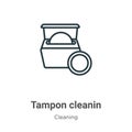 Tampon cleanin outline vector icon. Thin line black tampon cleanin icon, flat vector simple element illustration from editable Royalty Free Stock Photo