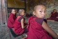 Novice monks of Tamshing Goemba , Bumthang valley , Bhutan Royalty Free Stock Photo