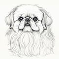 Hand-drawn Pekingese Portrait In Clean And Sharp Inking