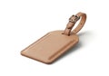 Tan leather luggage tag isolated on white background Royalty Free Stock Photo