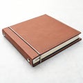 Tan Leather Notebook with Metal Strap on Marble, Journal , Diary Royalty Free Stock Photo