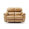Tan leather sofa with two recliners Royalty Free Stock Photo