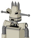 Tan Mech With Cone Head And Sad Mouth And Angry Eyes And Three Spiked