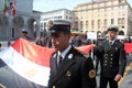 TAN parade of foreign navies. Egypt flags Royalty Free Stock Photo