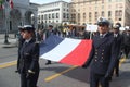 TAN parade of foreign navies. France flags Royalty Free Stock Photo