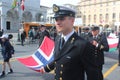 TAN parade of foreign navies. Norway flag Royalty Free Stock Photo