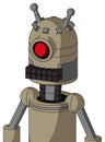 Tan Robot With Dome Head And Keyboard Mouth And Cyclops Eye And Double Antenna