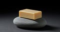 Tan Soap Bar on Grey Stone with Dark Background Spa Still Life Royalty Free Stock Photo