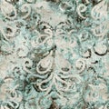 Tan and teal worn messy grungy seamless pattern