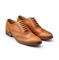 tan wingtip lace up shoes Royalty Free Stock Photo