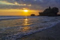 Tanah Lot in golden sunset, Bali, Indonesia Royalty Free Stock Photo