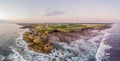 Tanah Lot - Temple in the Ocean. Bali, Indonesia. Photo from the drone. Panorama, Banner, Long format Royalty Free Stock Photo