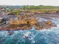 Tanah Lot - Temple in the Ocean. Bali, Indonesia. Photo from the drone Royalty Free Stock Photo