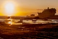 Tanah Lot water temple in Bali. Indonesia nature landscape. Sunset