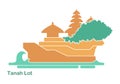 Tanakh Lot. The temple on the Bali. Indonesia. Stylized flat vector icon