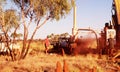 Workers operating a mobile drilling rig Royalty Free Stock Photo