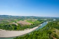 Tanaro river view from Langhe, Italy Royalty Free Stock Photo