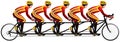 Tandem bicycle for 5 peoples or quint bike racers Royalty Free Stock Photo