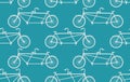 Tandem Bicycle seamless pattern. White Vintage bike blue background Royalty Free Stock Photo