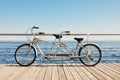 Tandem bike near sea