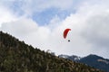 Tandem flight high up in the sky with a few clouds Royalty Free Stock Photo