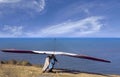 Tandem hang gliding ready to fly