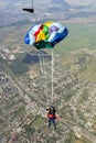 Tandem jump. The instructor and the student in freefall