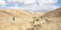 Tandem Mountain Cyclers Headed to Ancient Nekarot Fort on the Nabatean Spice Route Royalty Free Stock Photo