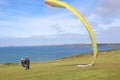 Tandem paraglider launching at Newgale Royalty Free Stock Photo