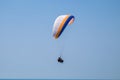 Tandem paragliding above mediterranean sea on blue sky Royalty Free Stock Photo