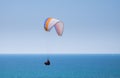 Tandem paragliding above mediterranean sea Royalty Free Stock Photo