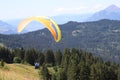 Tandem paragliding in Samoens, French Alps Royalty Free Stock Photo