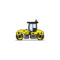 Tandem road roller machine vector graphics