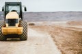 Tandem roller vibratory industrial machinery on road construction site