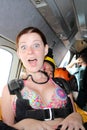 Skydiving. Tandem passenger before a jump. Royalty Free Stock Photo