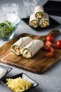 Tandoori chicken wrap with tzatziki Royalty Free Stock Photo