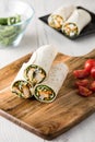 Tandoori chicken wrap with tzatziki Royalty Free Stock Photo