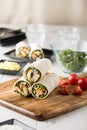 Tandoori chicken wrap with tzatziki Royalty Free Stock Photo